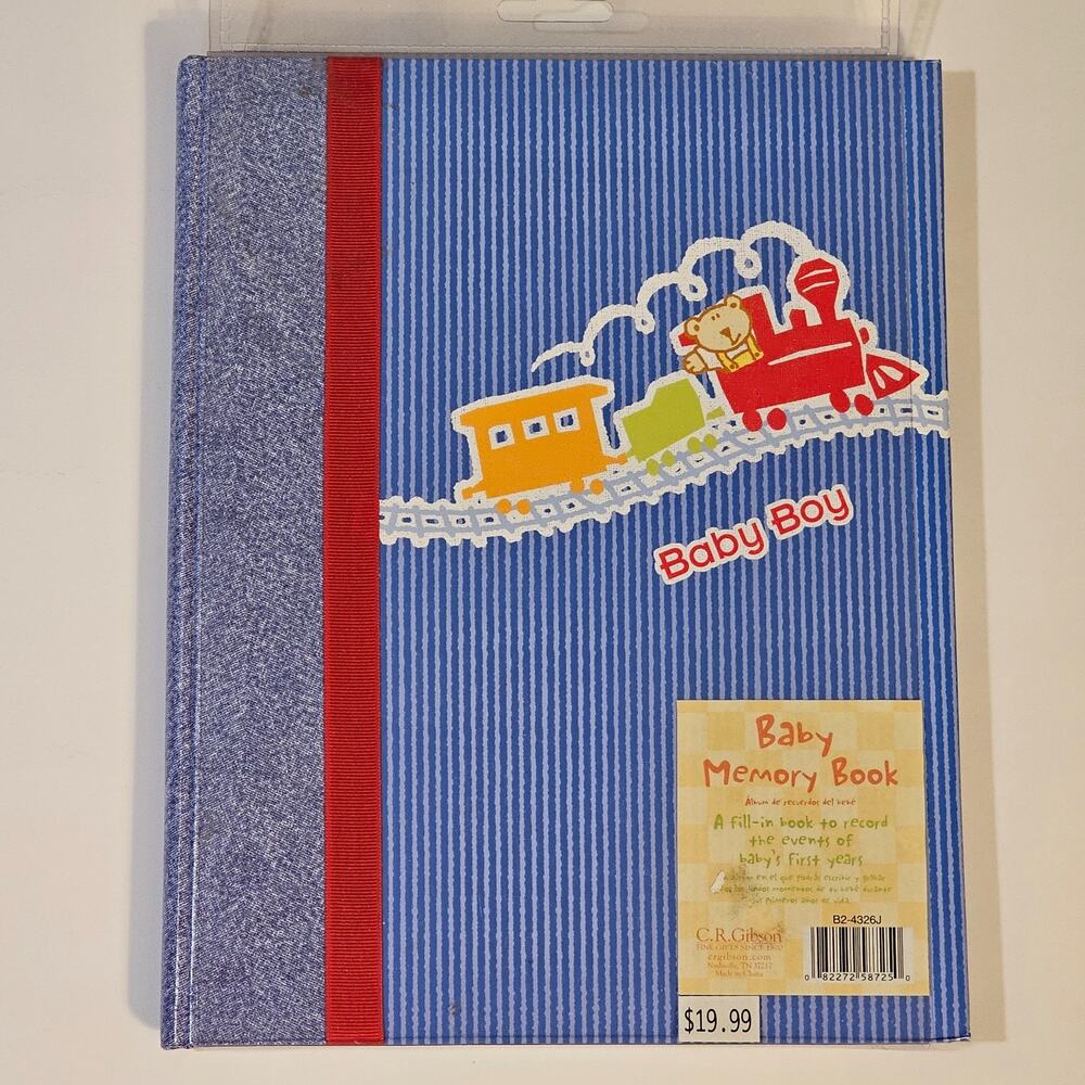 Gibson Baby Boy Memory Book Train Cover Record Events Blue Sealed NOS